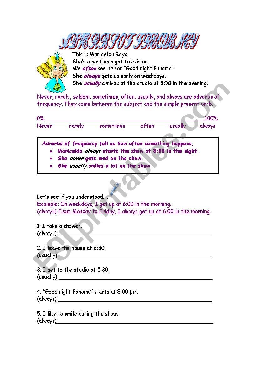 ADVERBS OF FREQUENCY worksheet