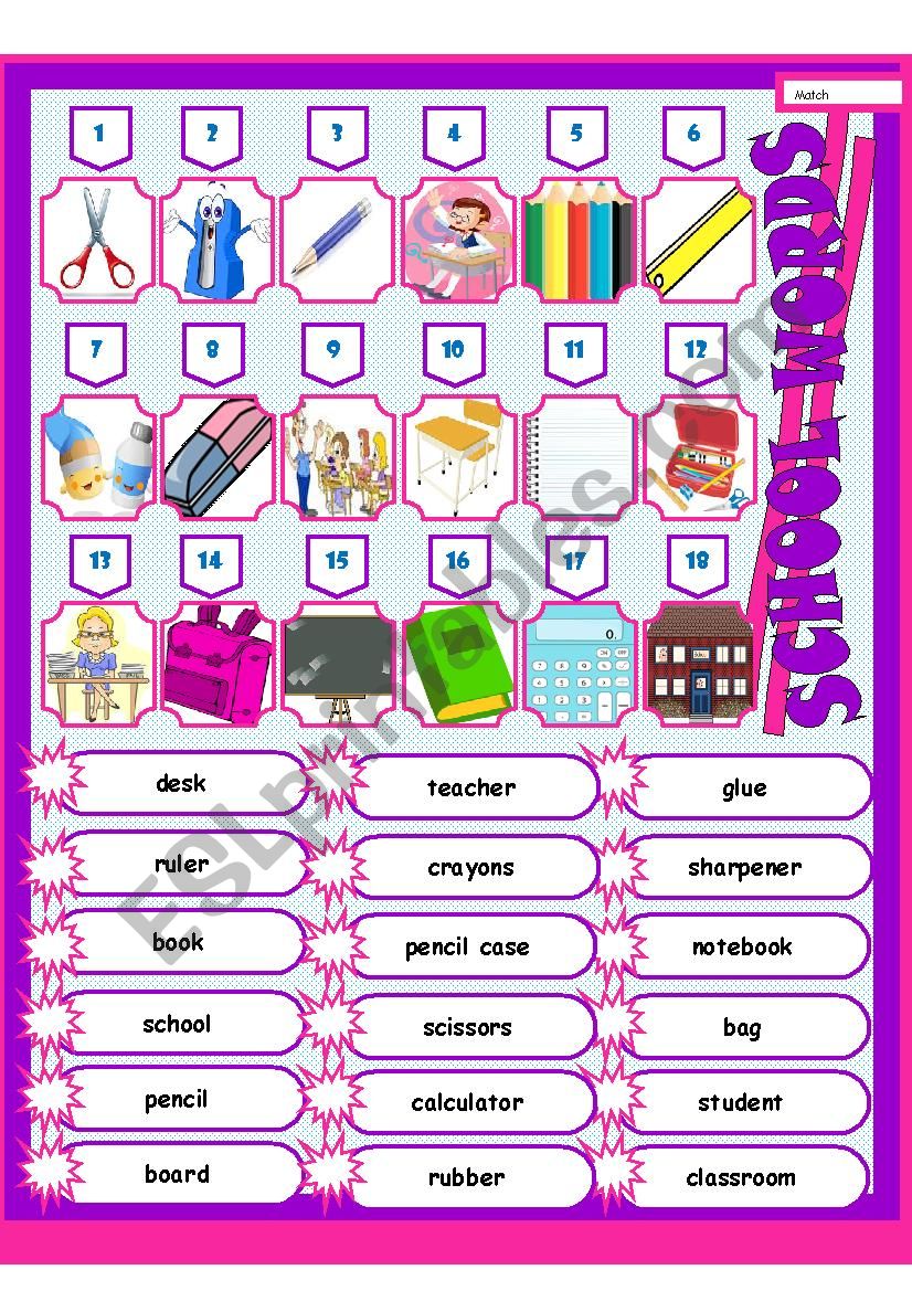 School words worksheet