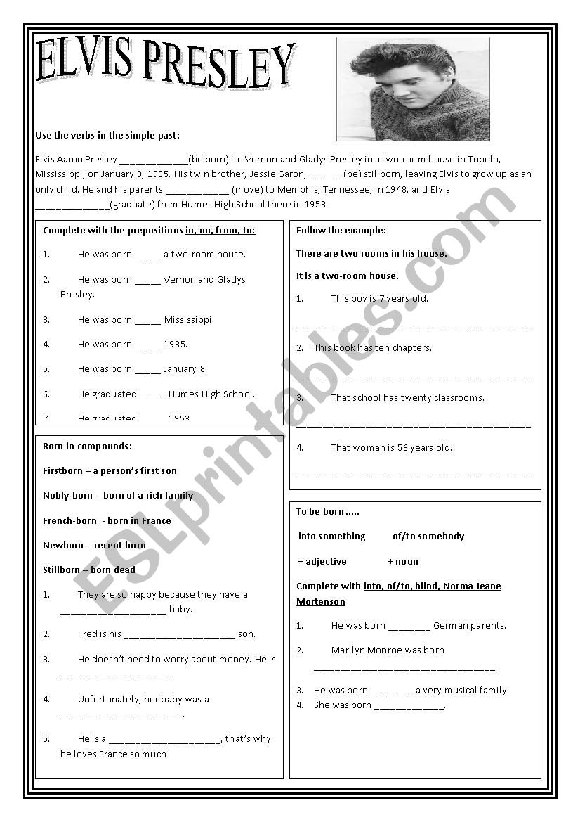 Elvis Presley worksheet