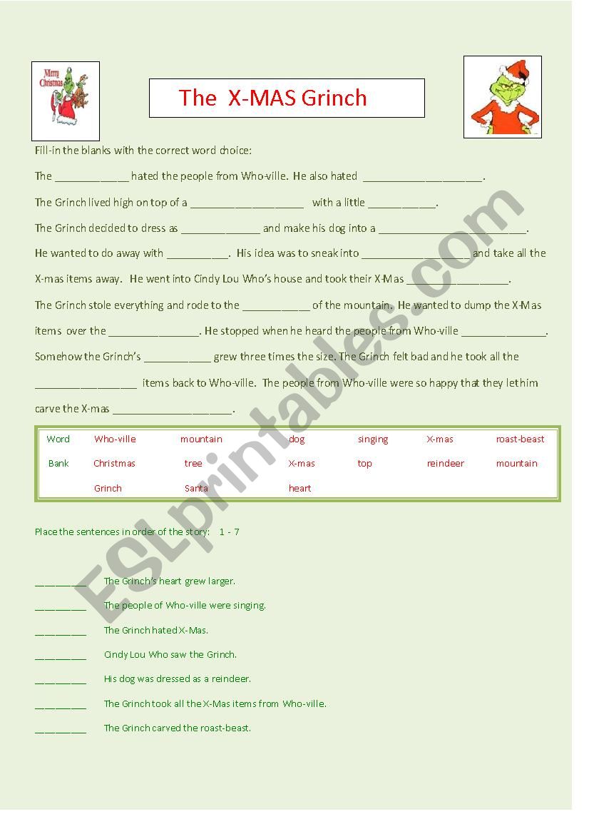 The Grinch worksheet