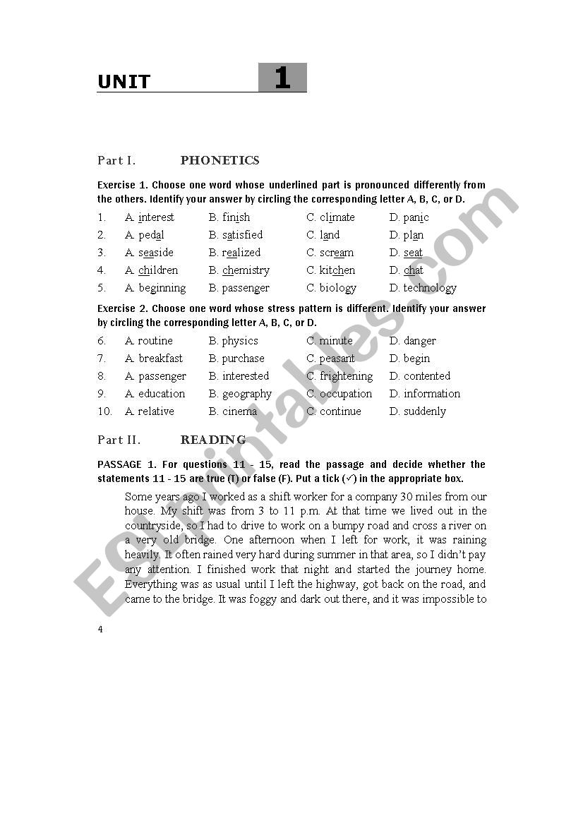 English Practice Tests  worksheet