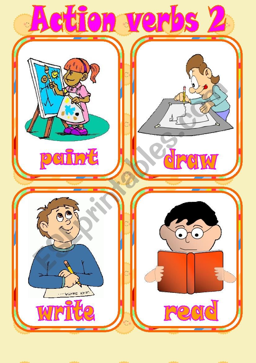 Action verbs 2 - Flashcards worksheet