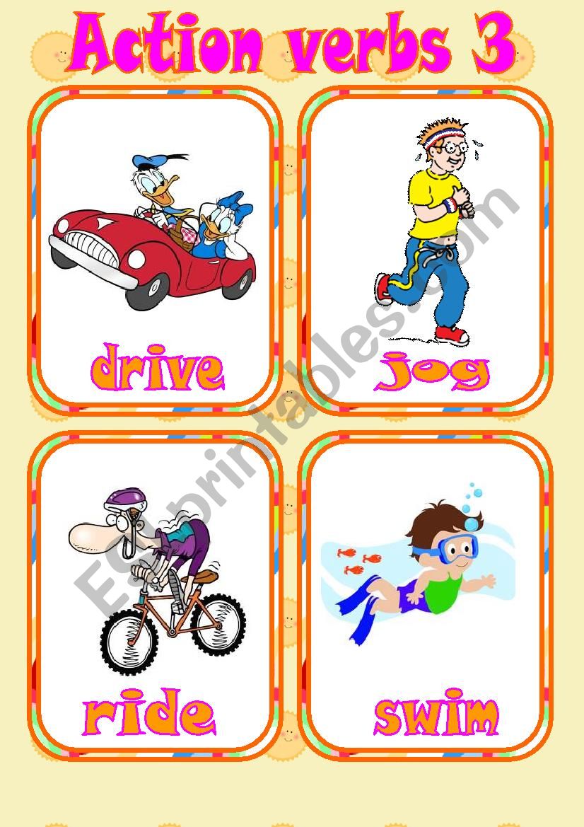 Action verbs 3 - Flashcards worksheet