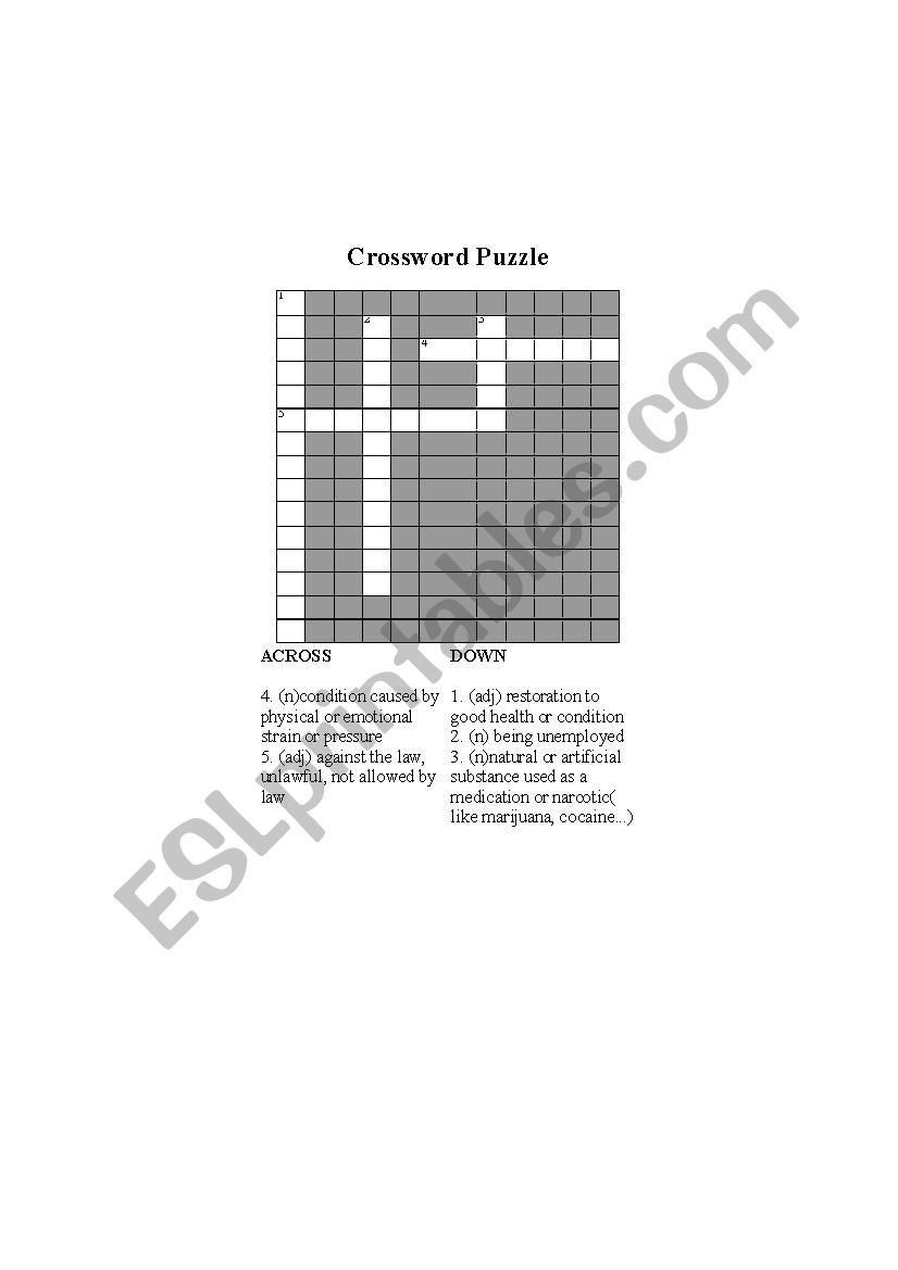 crossword puzzle worksheet