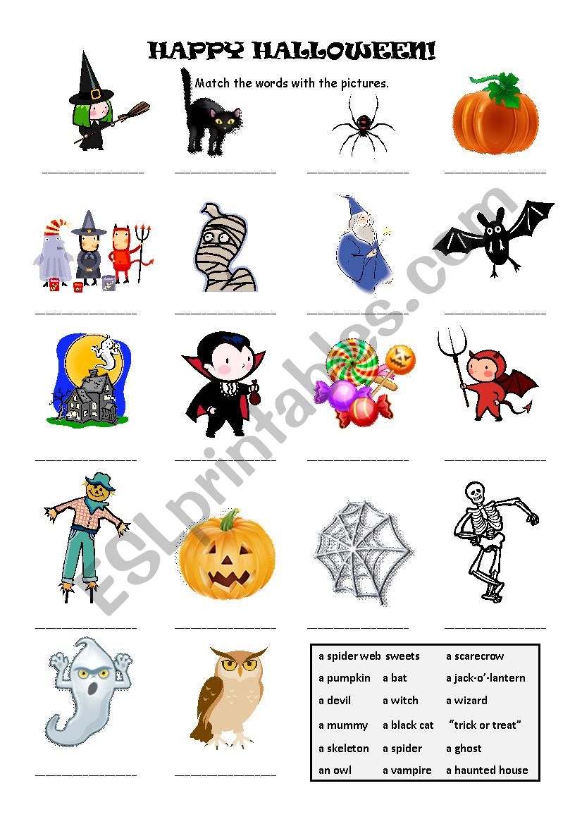 Halloween Word Match worksheet
