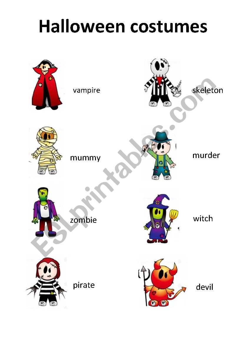 Halloween Costumes worksheet