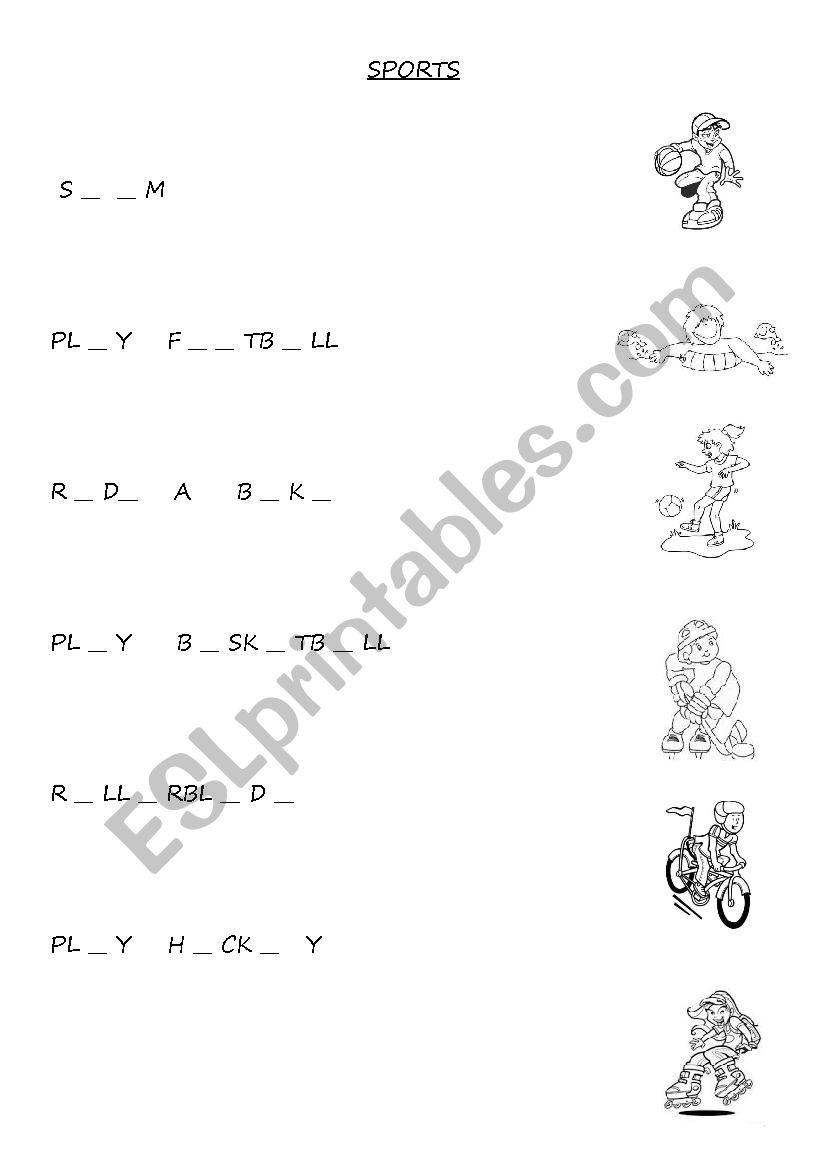 Complete the words and relate worksheet