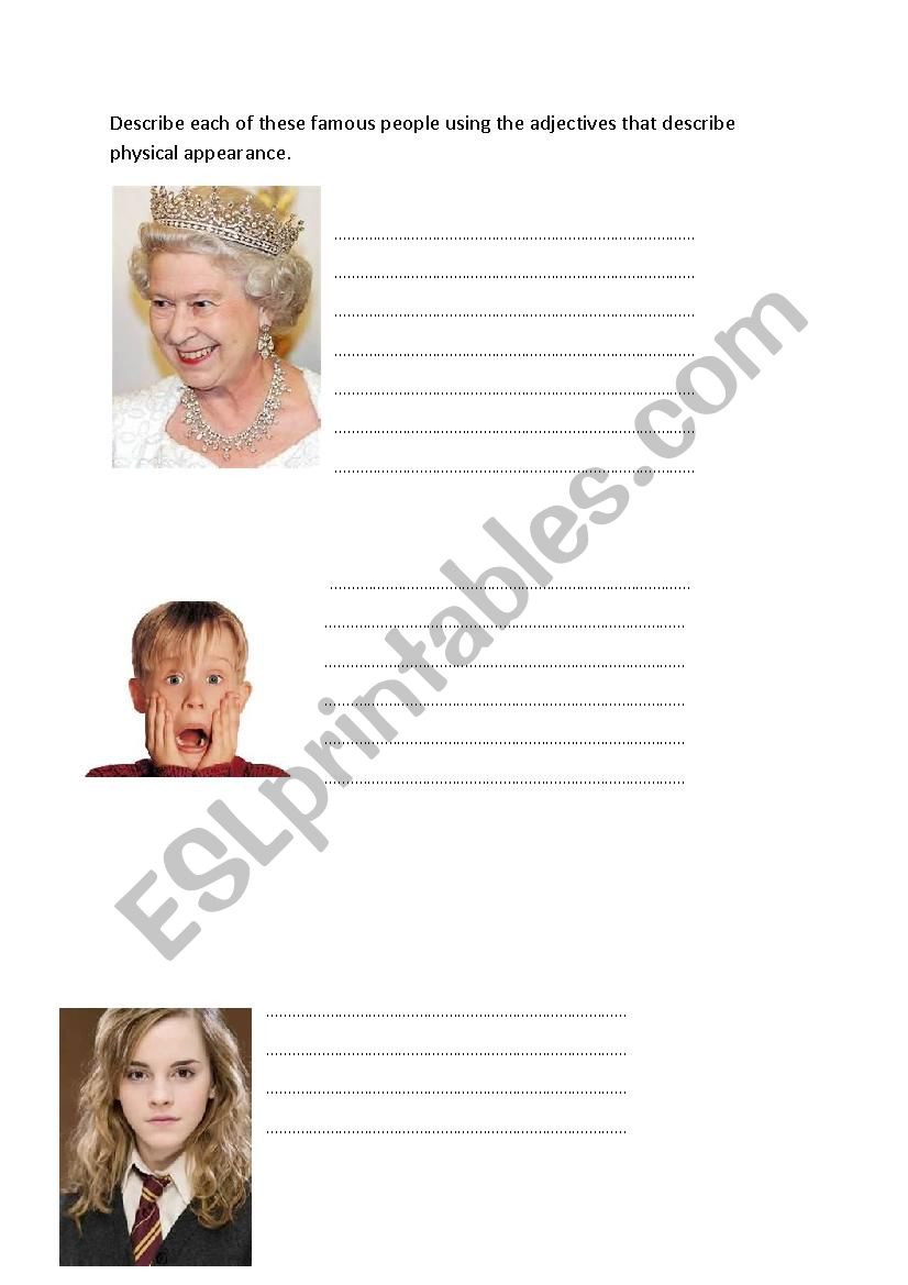 PHYSICAL APPEARANCE worksheet