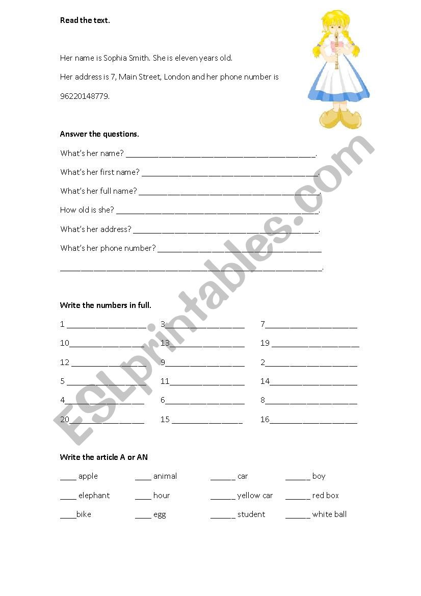 5th grade test - revision worksheet