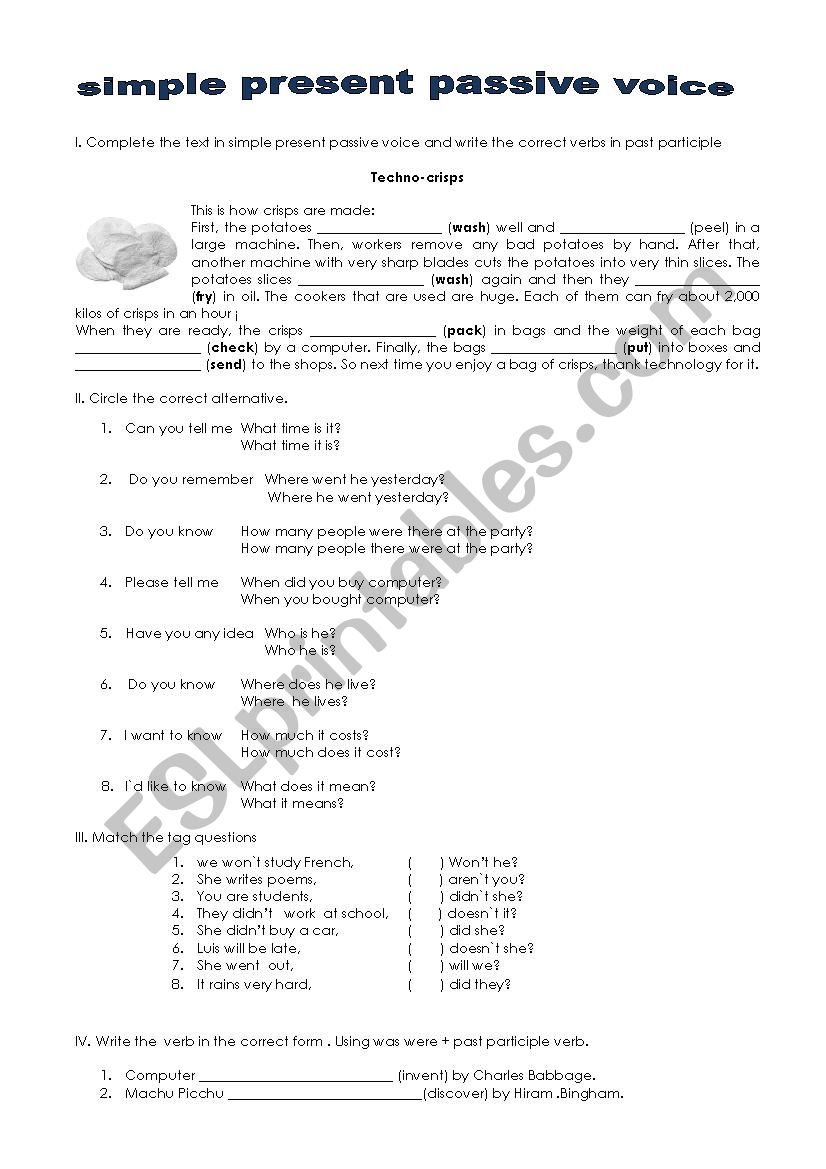 simple present passive voice worksheet