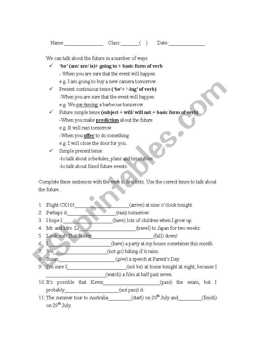 Different types of future tense