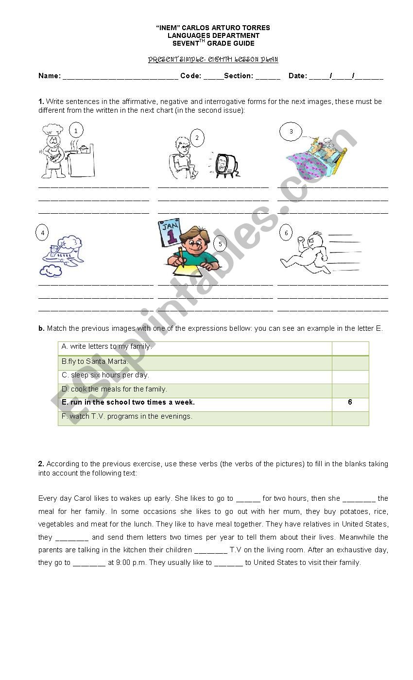 Present simple- Workshop worksheet