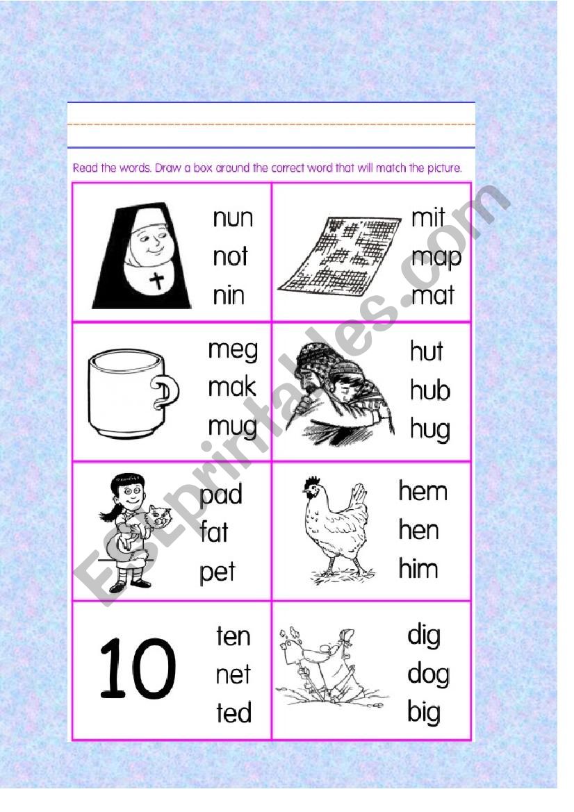 Reading Three-Letter Words Excercise
