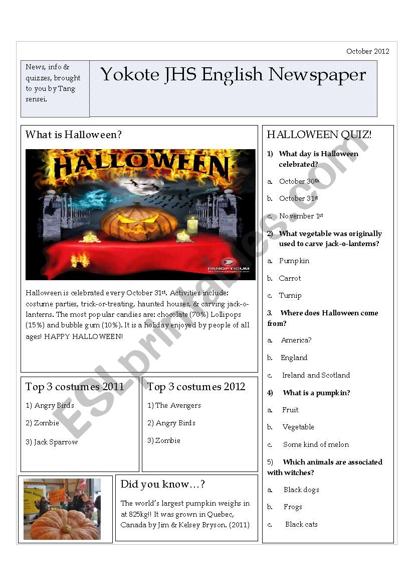 School Newspaper Halloween edition