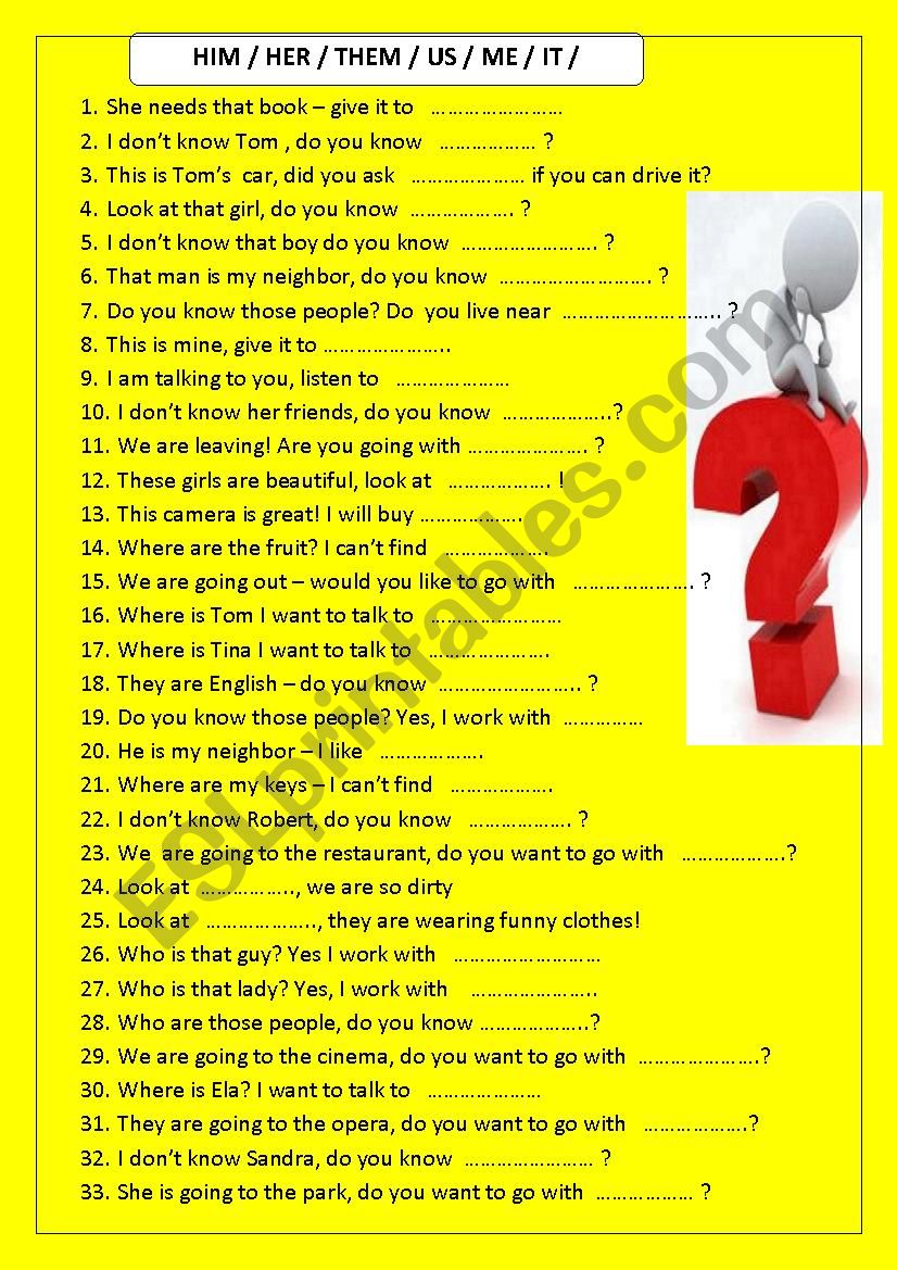 You and me and he. Me you us him her them тест. Me you him her it us them упражнения. Me him her us it them Worksheet. Him her them us упражнения.