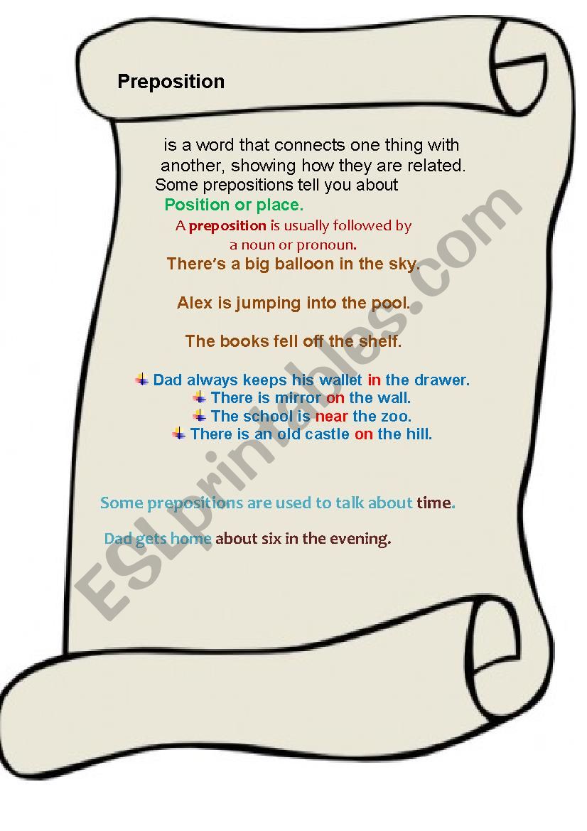 prepositions worksheet