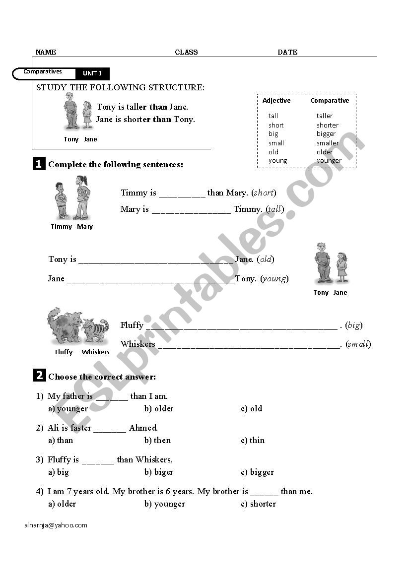 Comparatives worksheet