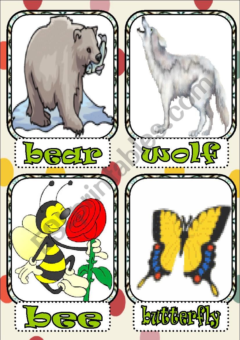 animals flashcards worksheet