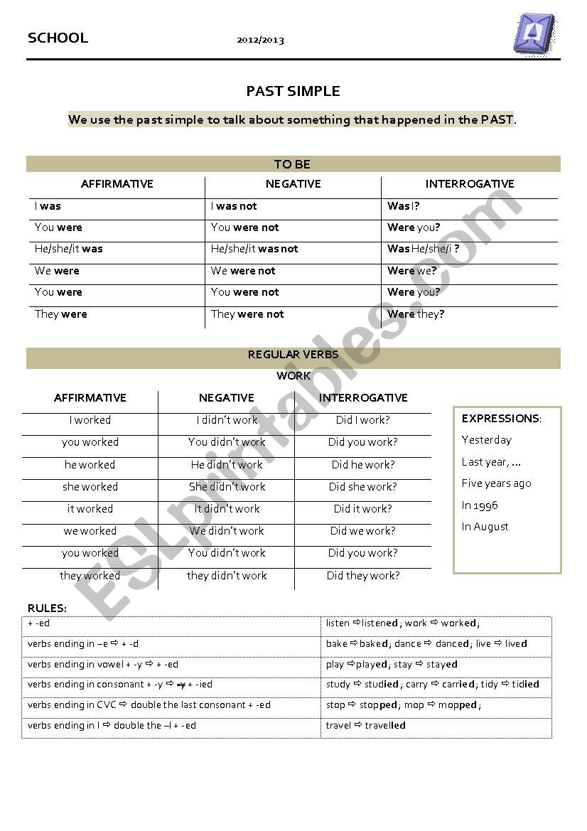 Past Simple worksheet