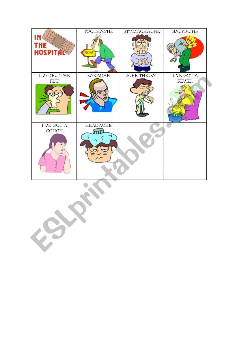 main illnesses teaching worksheet