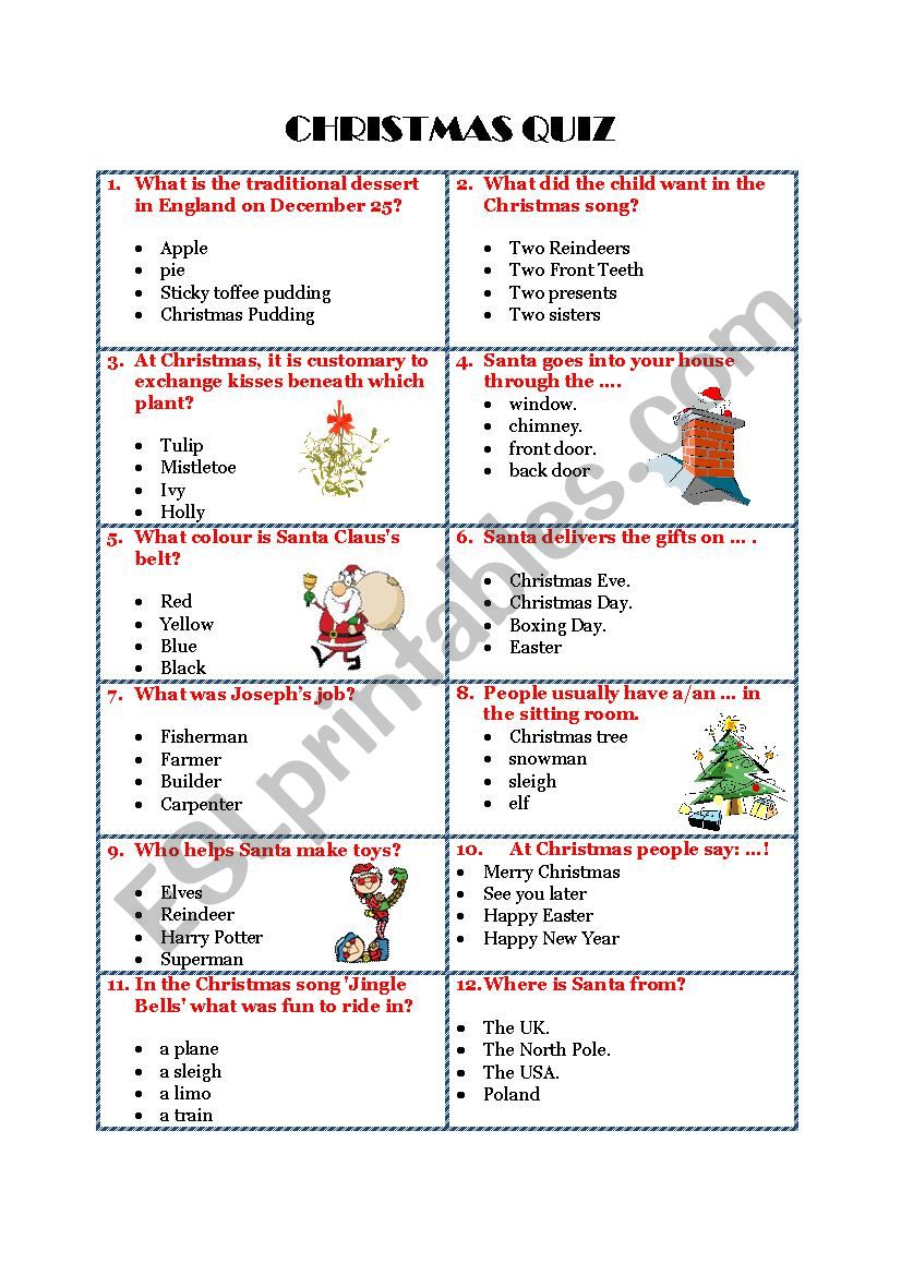 Christmas Quiz worksheet