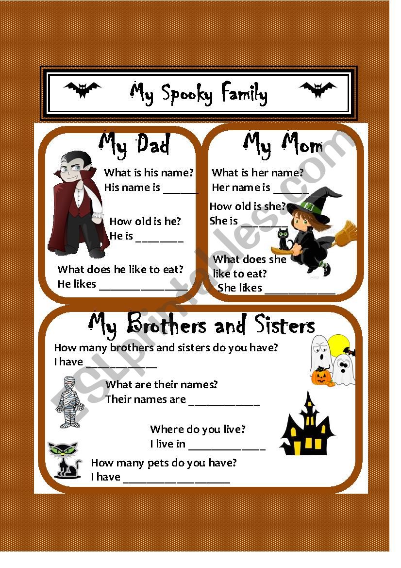 My Spooky Family worksheet