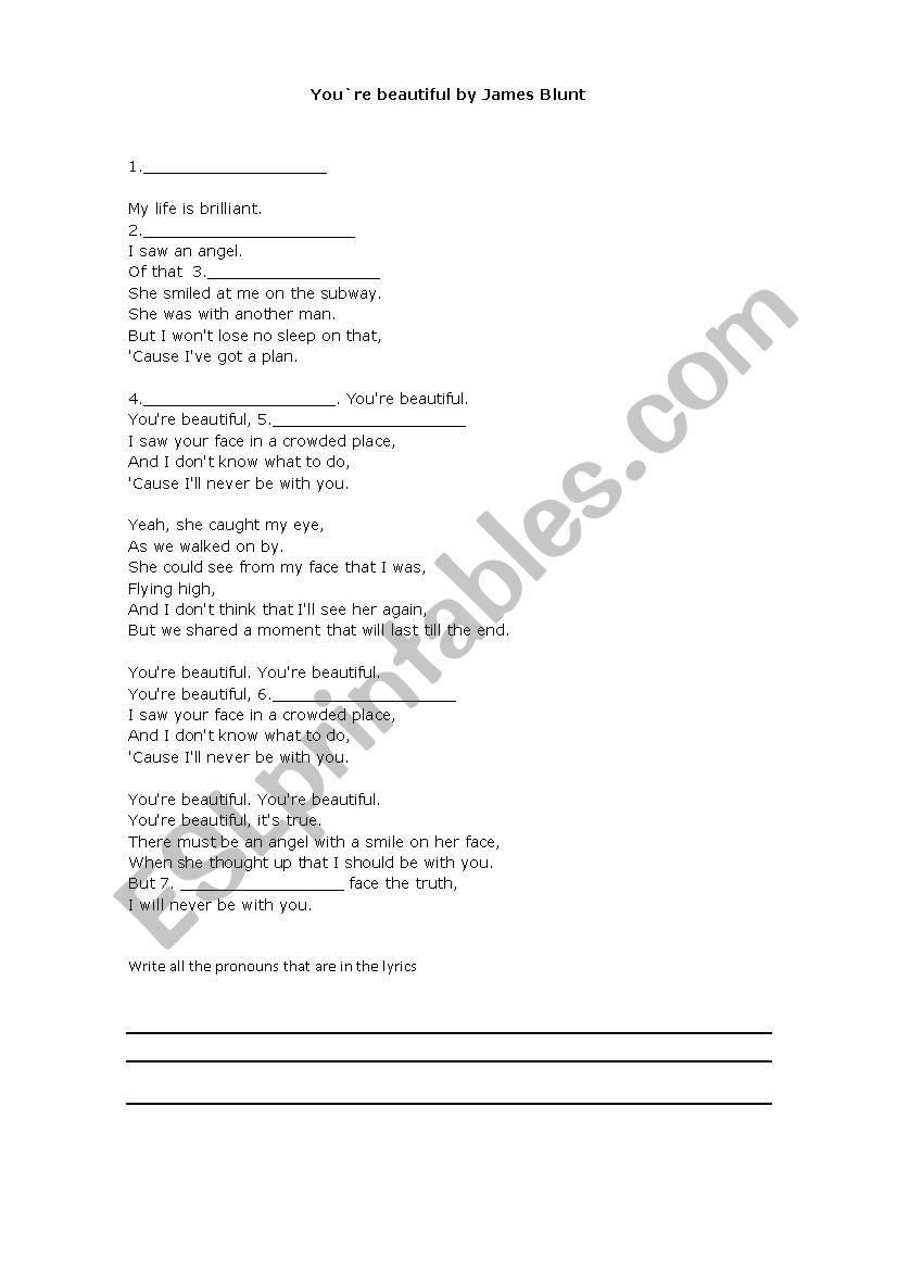 BE PRESENT SONG worksheet