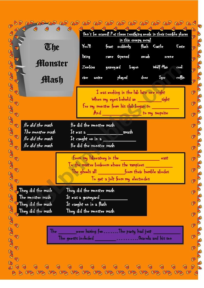 The Monster Mash worksheet