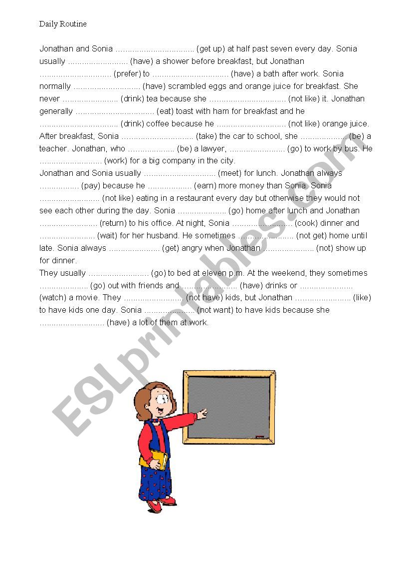 Daily Routine, Present Simple worksheet