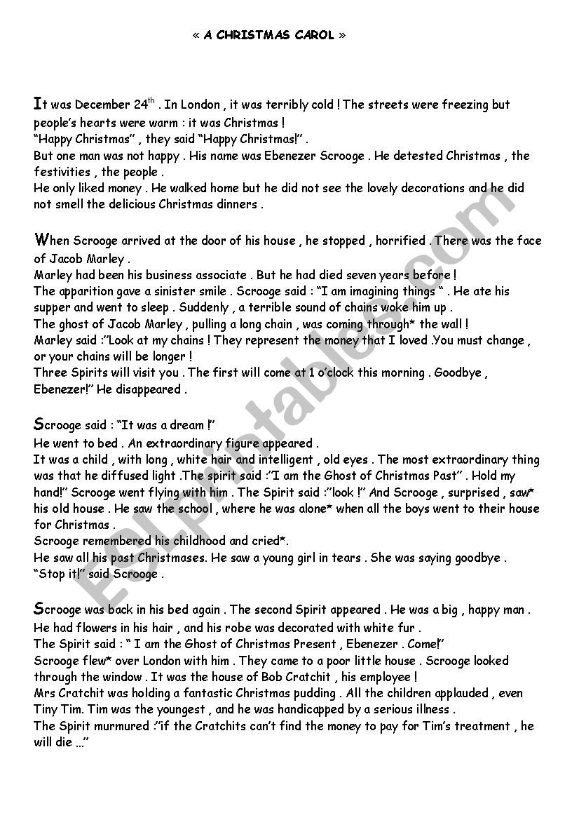 A CHRISTMAS CAROL worksheet