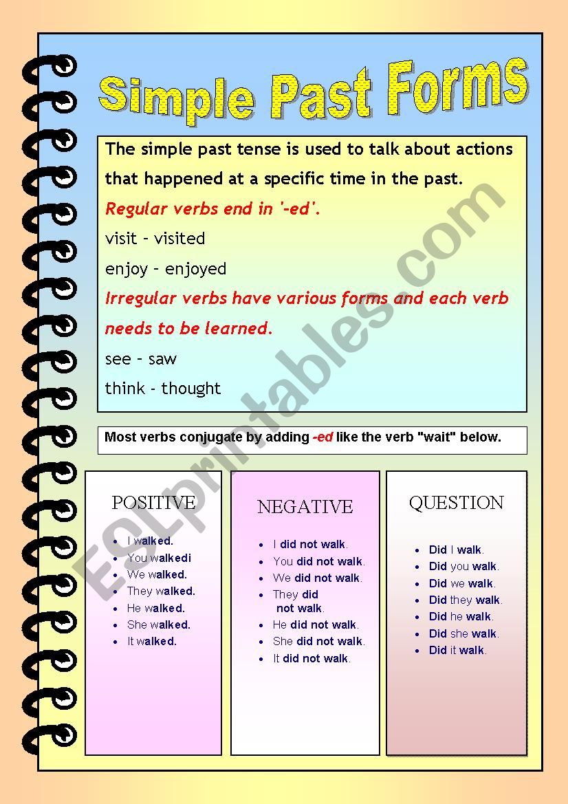 SIMPLE PAST FORMS worksheet