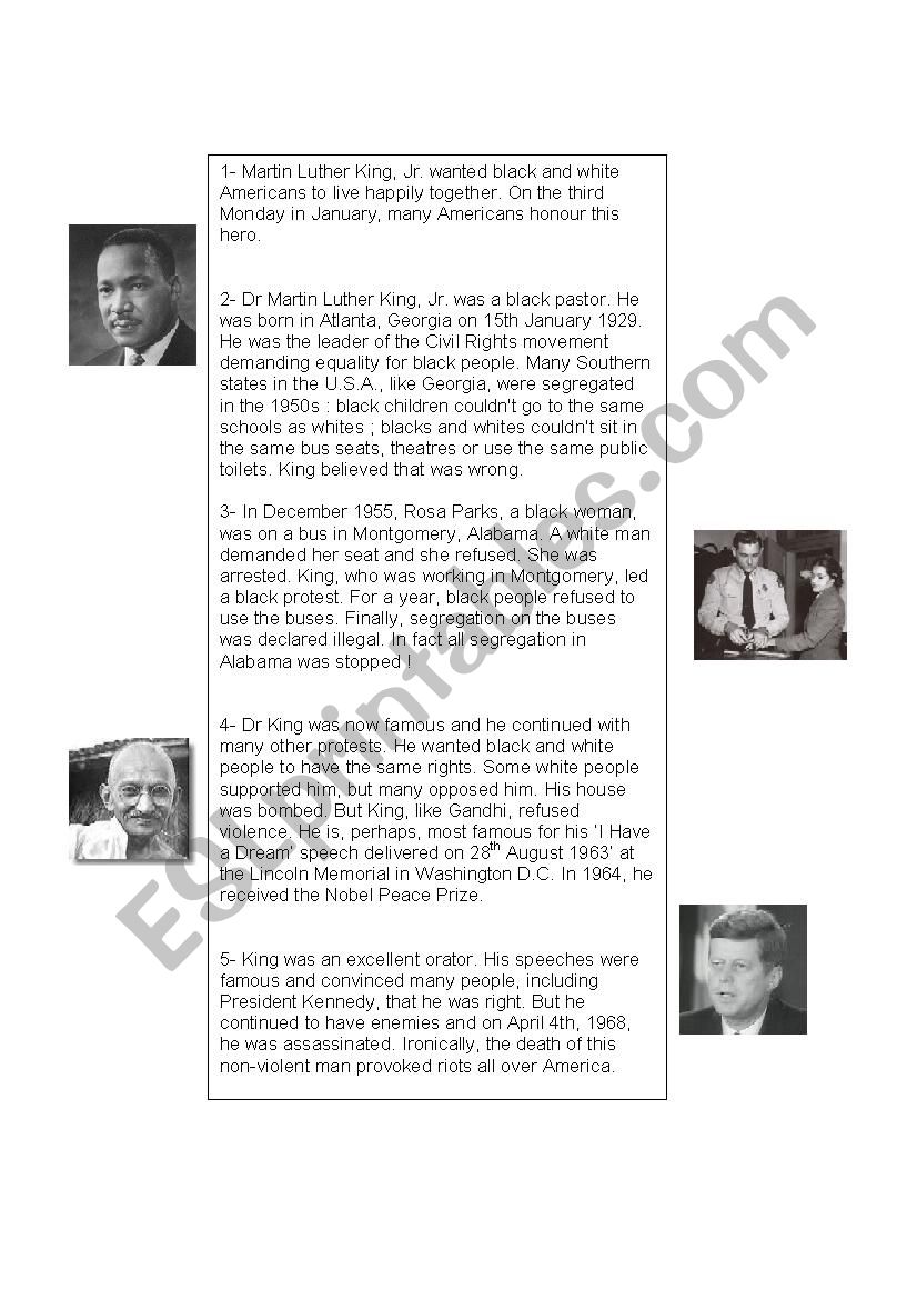 Martin Luther King worksheet