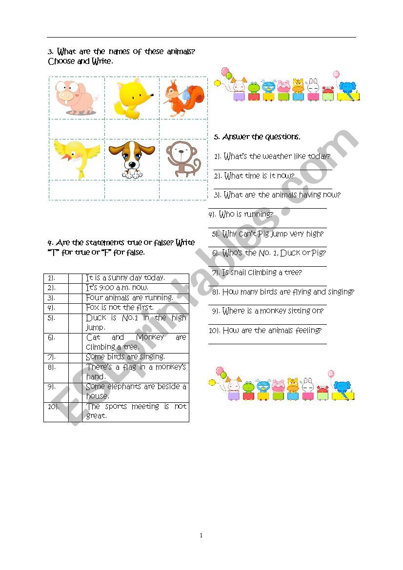 Level Placement Quiz Part 3 worksheet