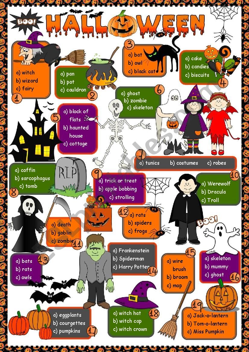 Halloween - multiple choice worksheet