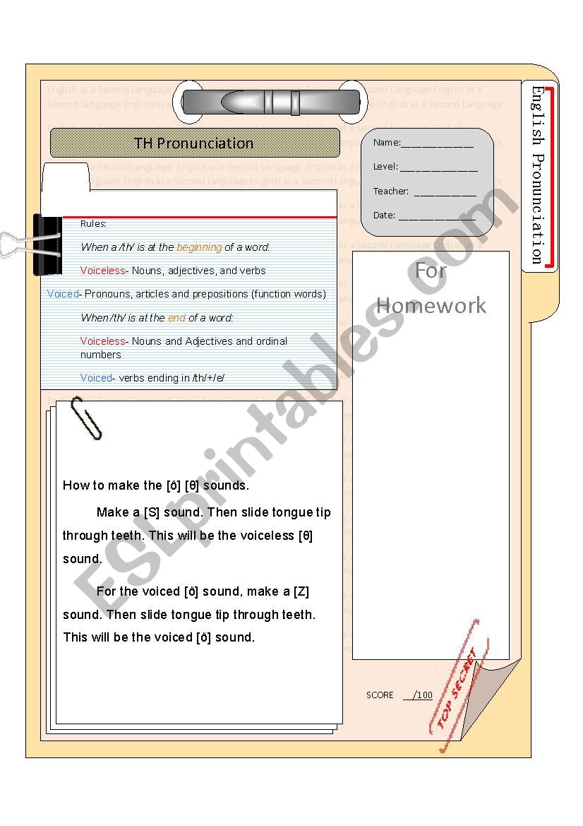 TH- pronunciation worksheet