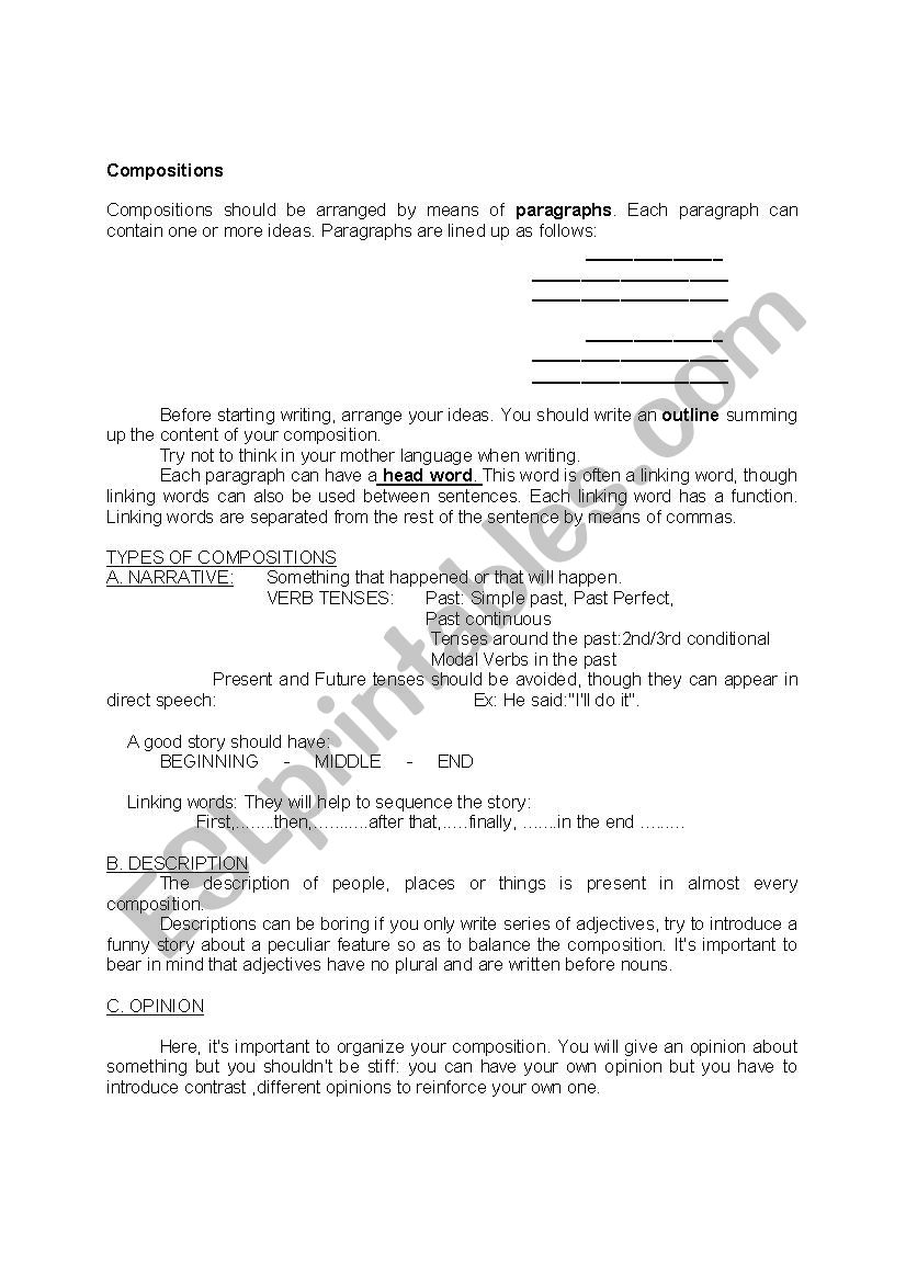 compositions: rules of thumb worksheet