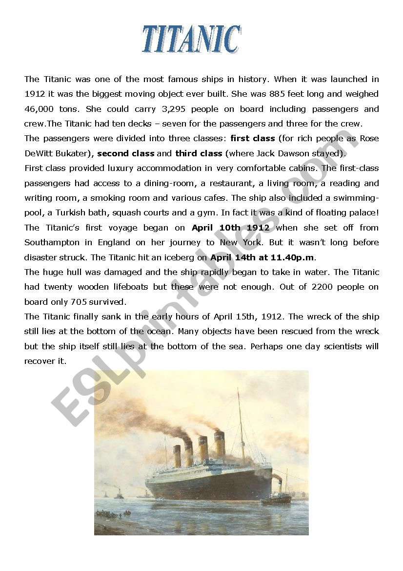 titanic journey worksheet