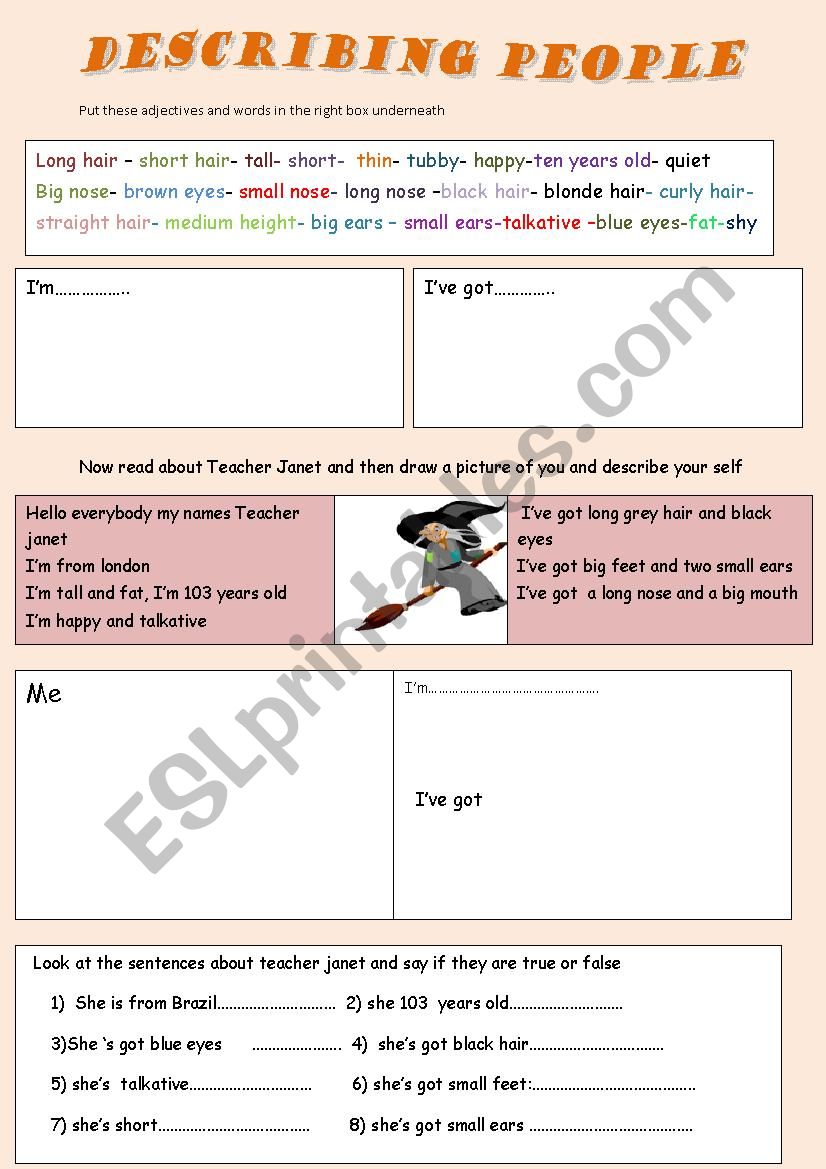  describing people  worksheet