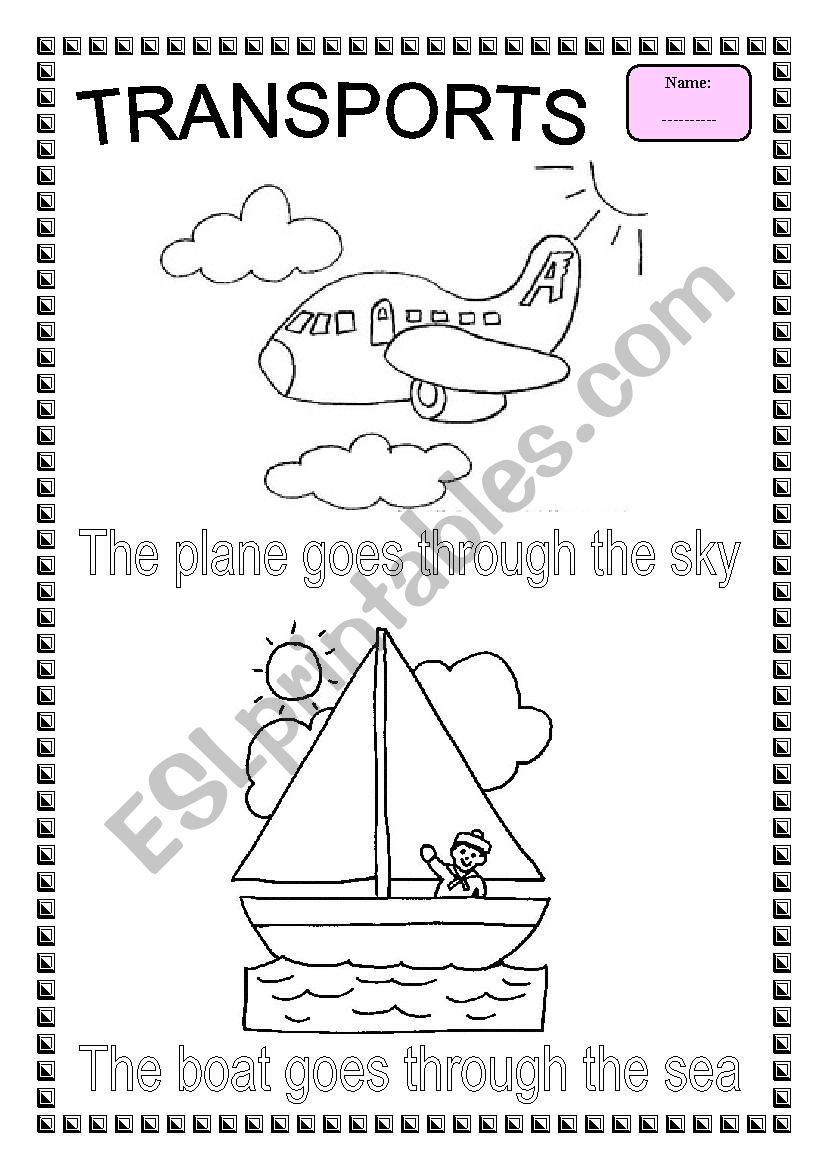 Colour the transports worksheet
