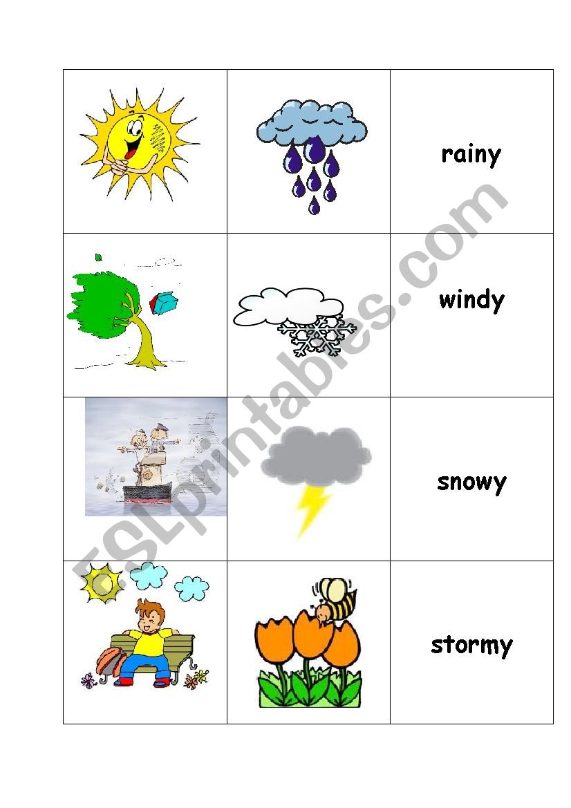 The weather - memory game worksheet