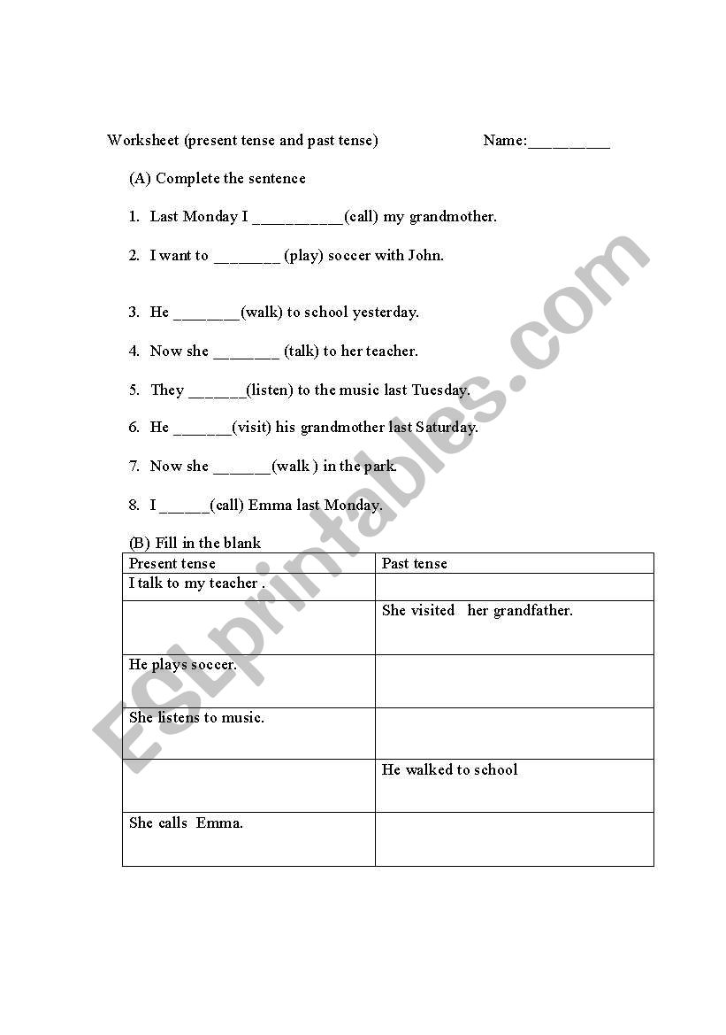 Present tense and past simple tense