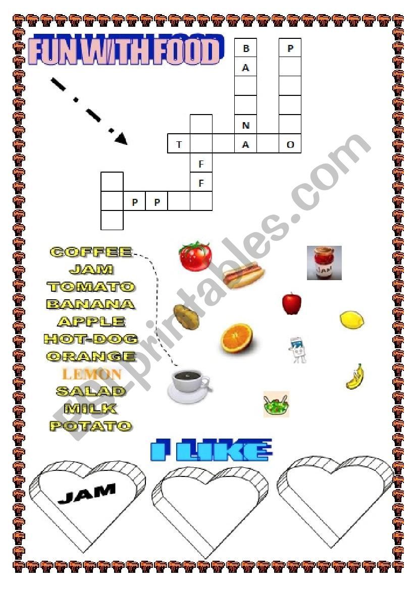 Food Crossword worksheet