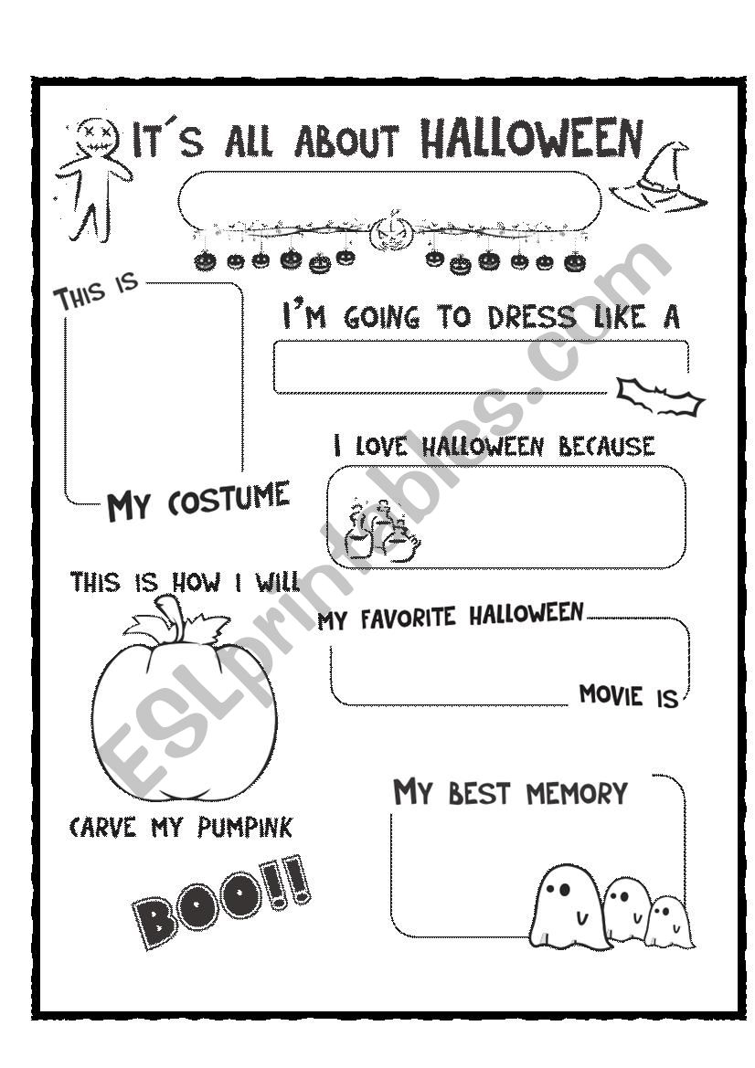 Its all about halloween worksheet