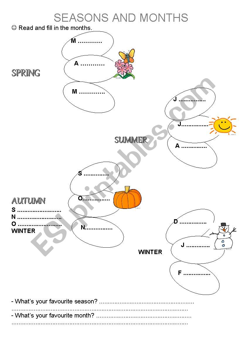 seasons worksheet