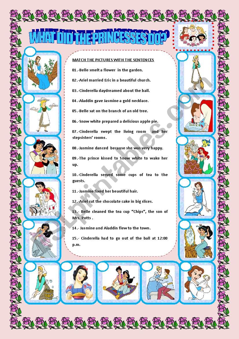 Worksheet What did the princesses do?