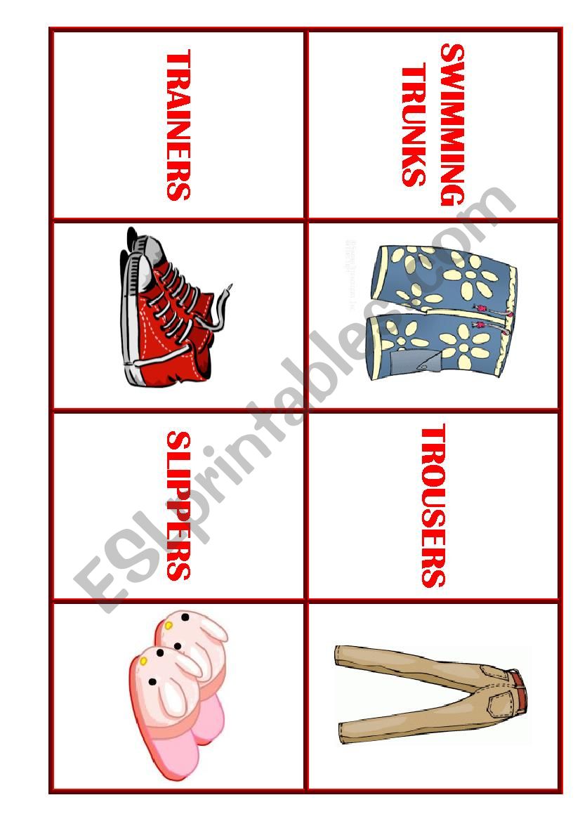 CLOTHES FLASHCARDS / MEMORY GAME (Part 3 of 3)