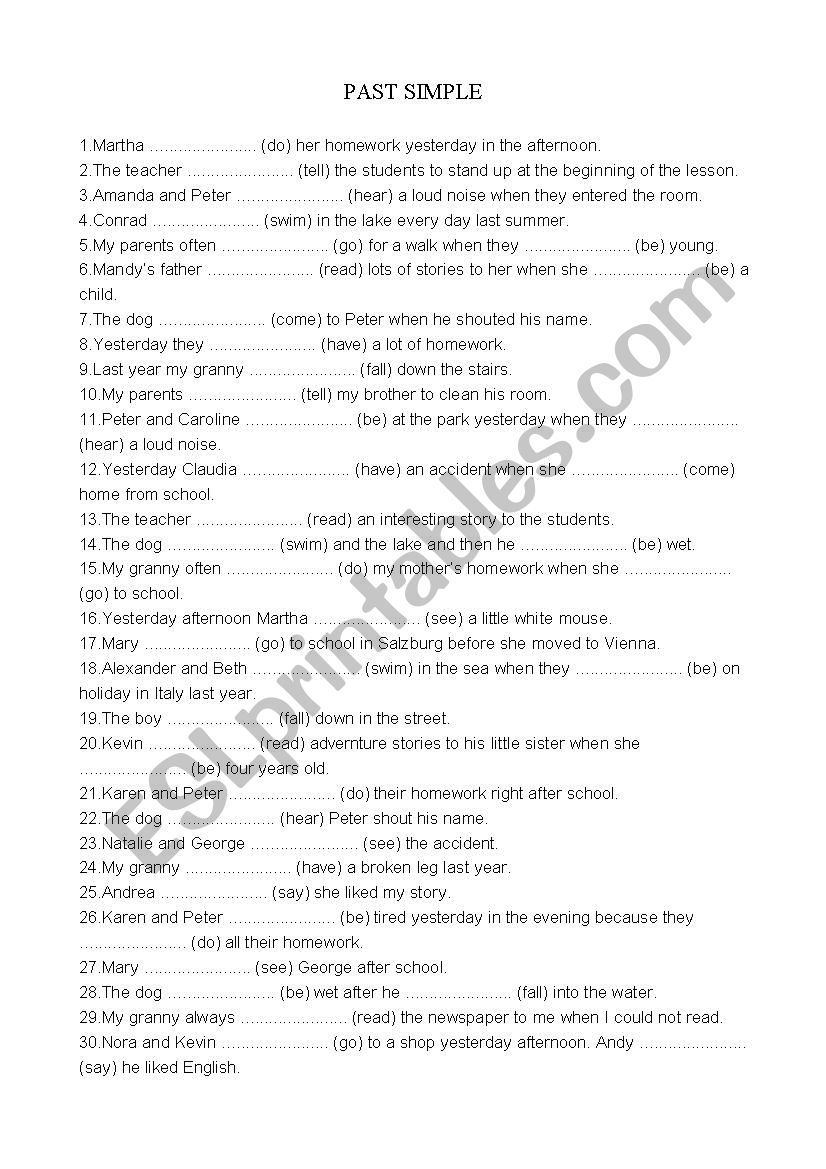 Past simple worksheet