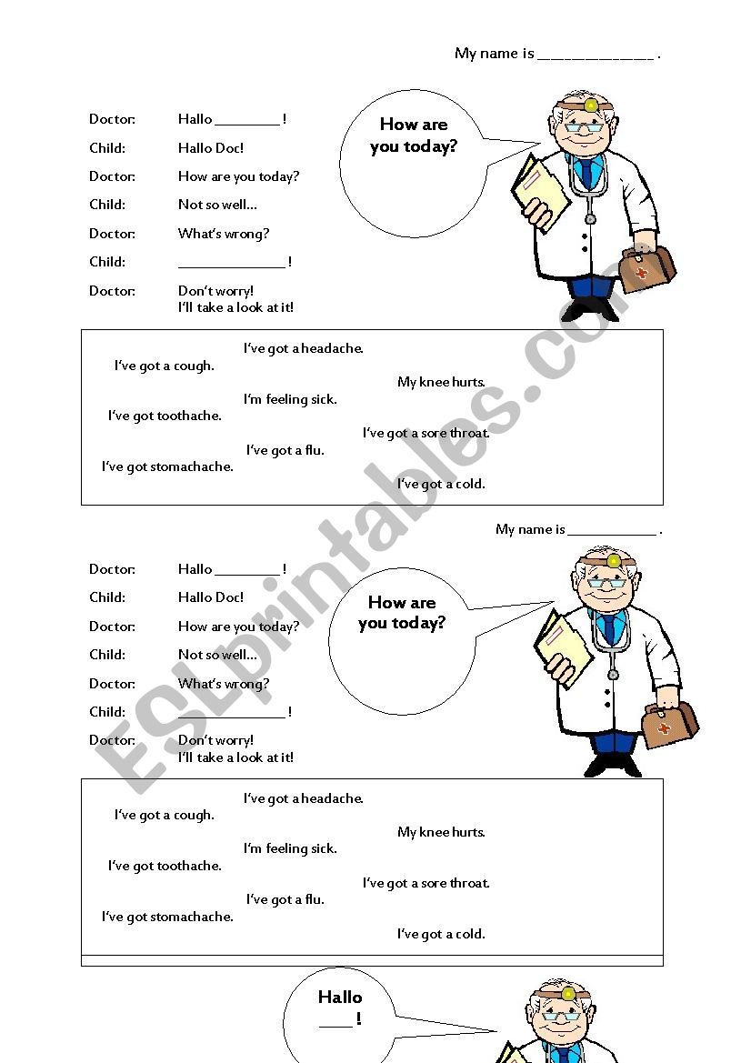 Being ill- at the doctors worksheet