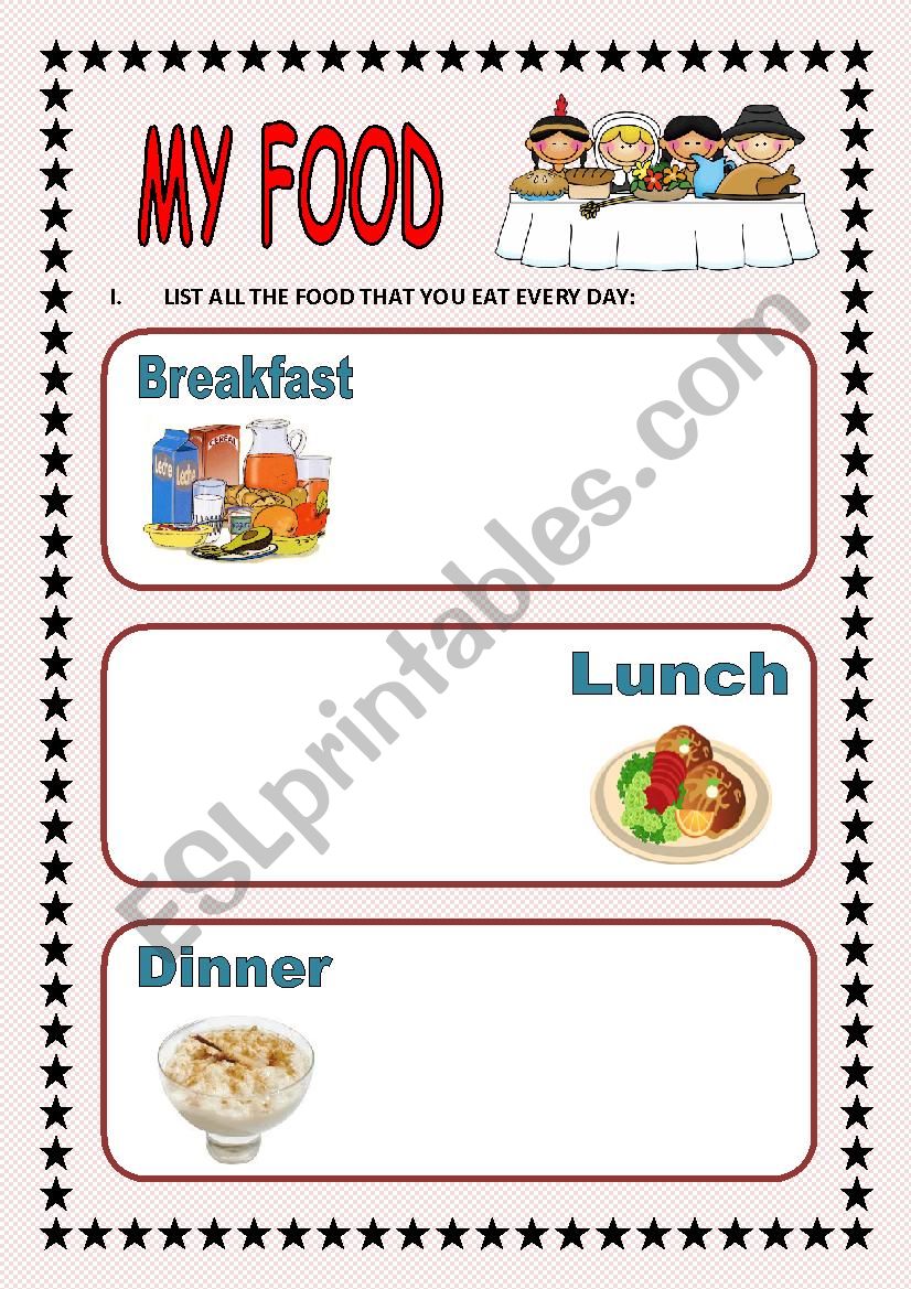 MY FOOD worksheet