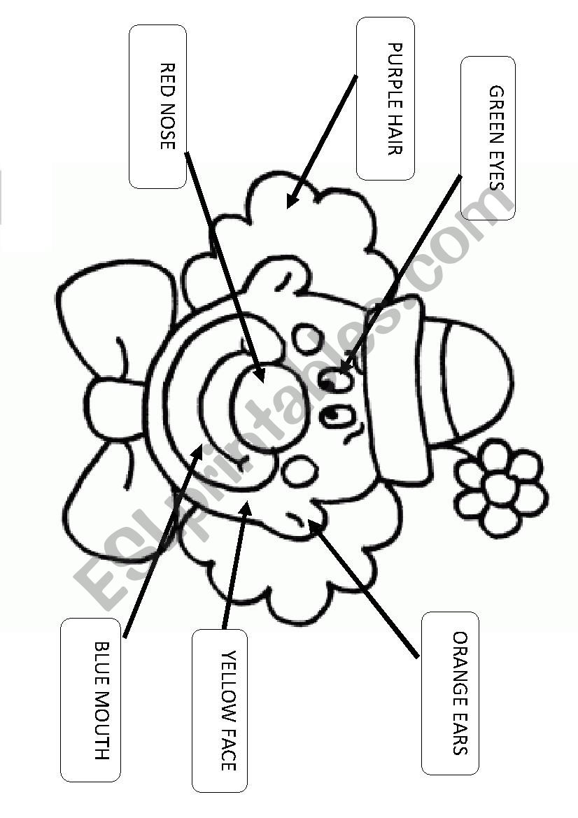 Lets colour the clowns FACE worksheet